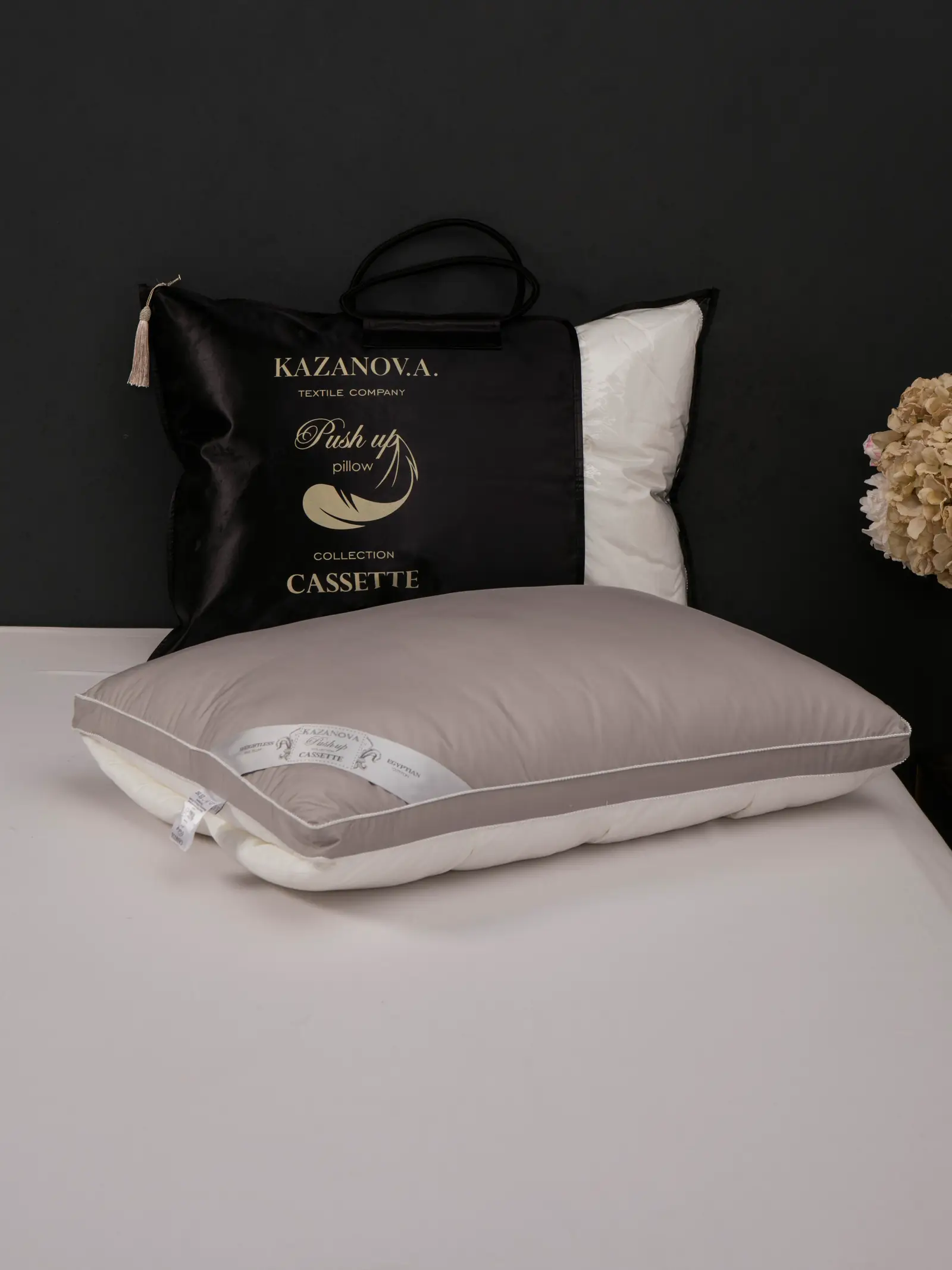 CASSETE (жемчуг пепел)- коллекция премиальных подушек от KAZANOV.A.
