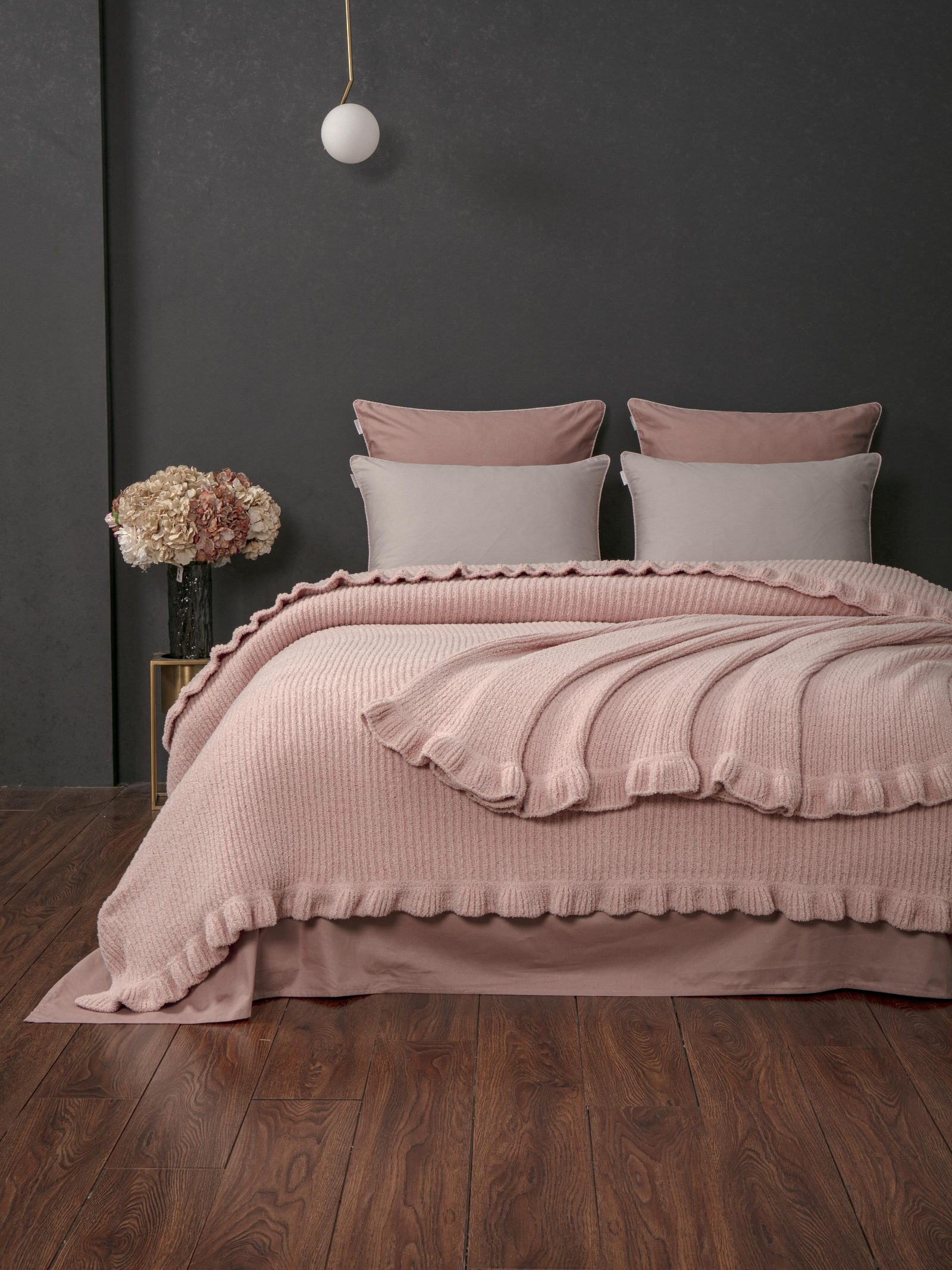 Primavera Ruffle (розовый кварц пепел) комплект с покрывалом