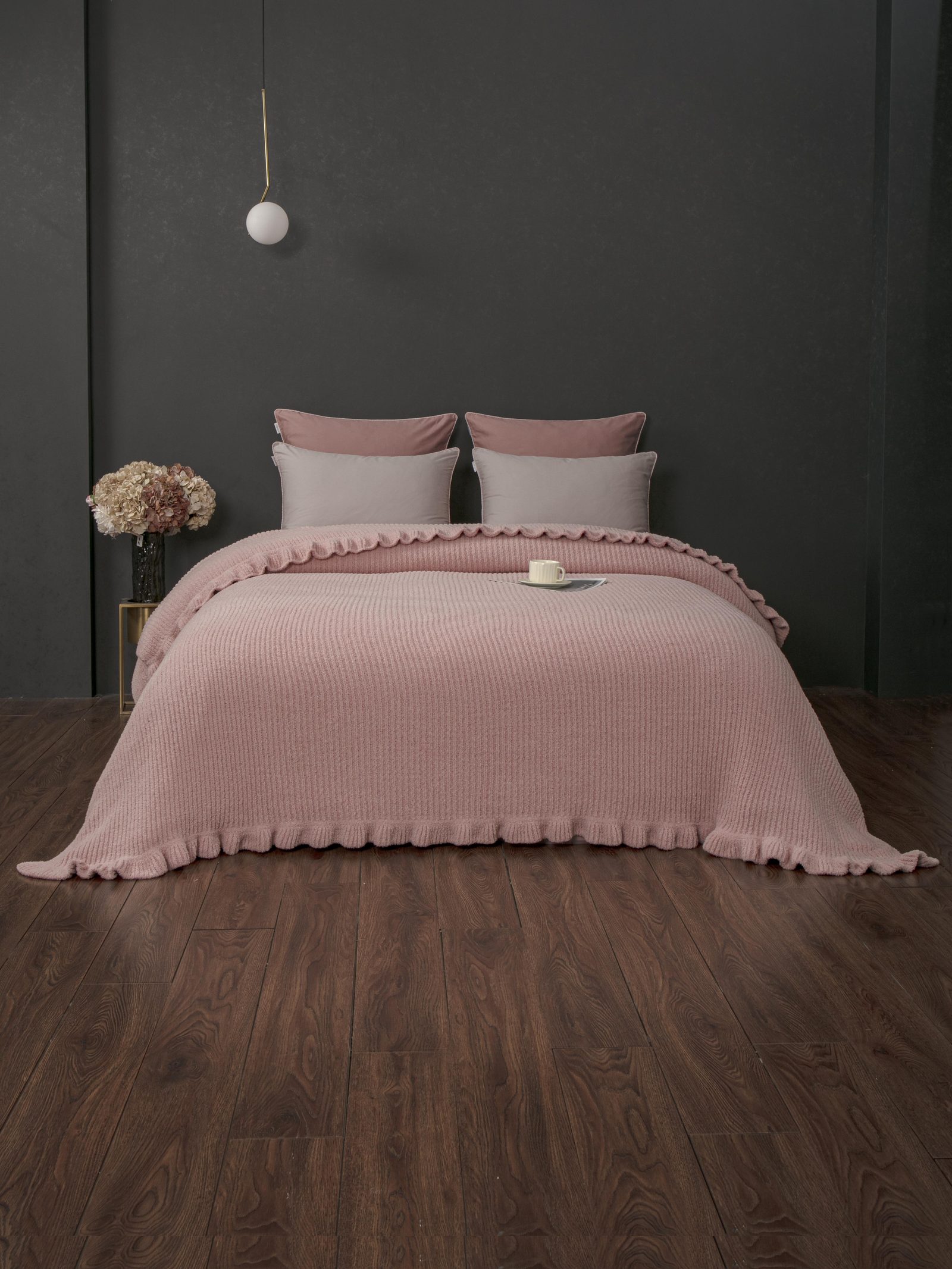 Primavera Ruffle (розовый кварц пепел) комплект с покрывалом