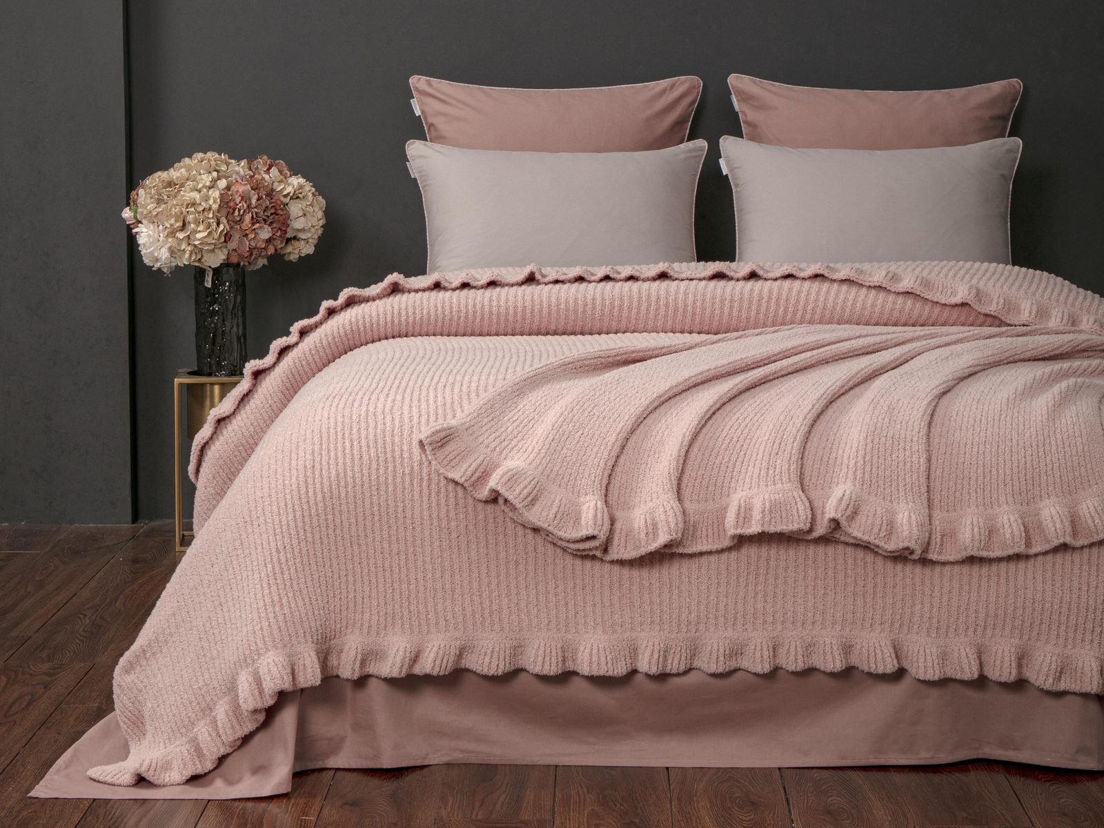 Primavera Ruffle (розовый кварц пепел) комплект с покрывалом