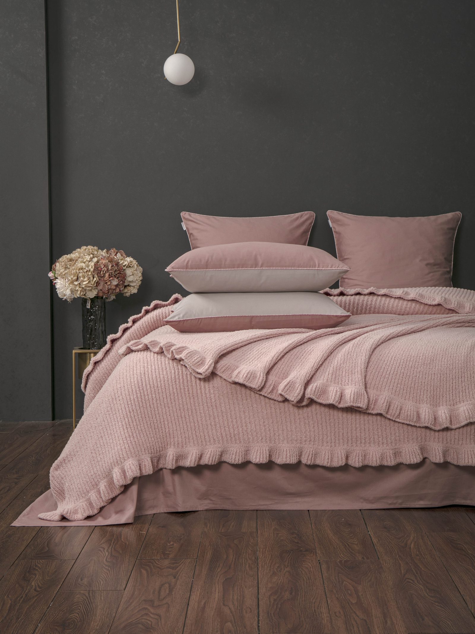 Primavera Ruffle (розовый кварц пепел) комплект с покрывалом